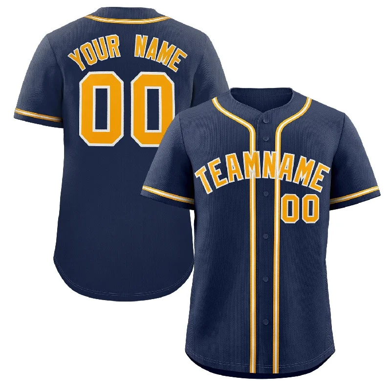 Baseball Jersey for Baseball Jerseys for Group Orders-Custom Navy Yellow-White Classic Style Authentic Baseball Jersey