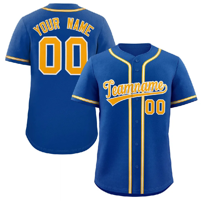 Baseball Jersey for Personalized Jerseys for Local Leagues-Custom Royal Gold-White Classic Style Authentic Baseball Jersey