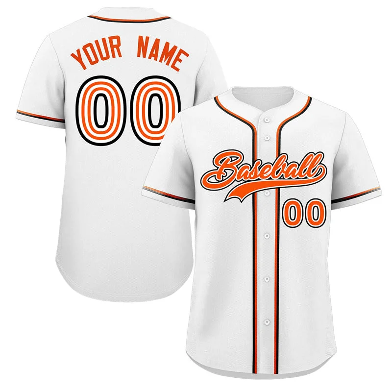 Baseball Jersey for Custom Team Colors-Custom White Orange-Black Classic Style Authentic Baseball Jersey