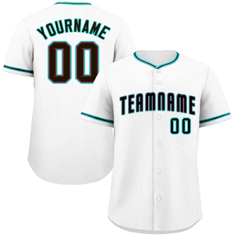 Baseball Jersey for Baseball Fan Apparel-Custom White Black-Aqua Classic Style Authentic Baseball Jersey