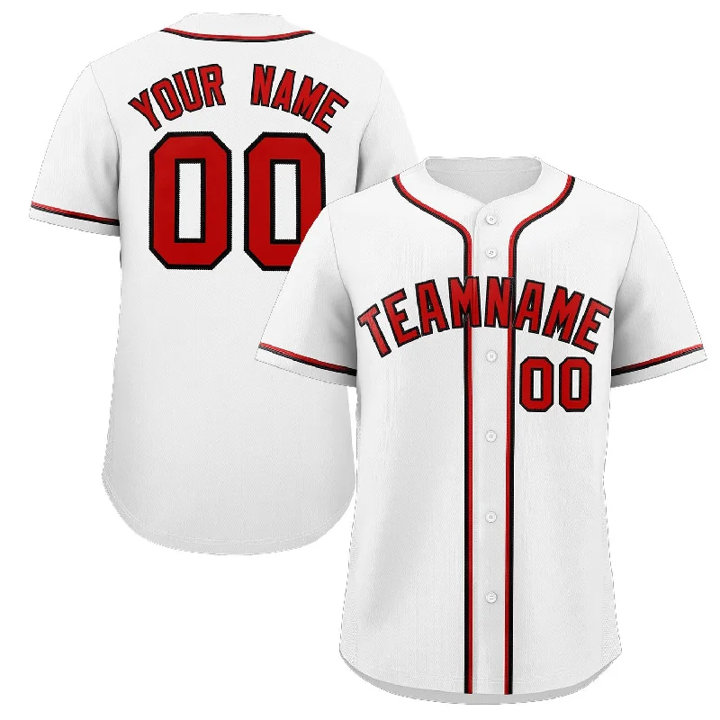 Baseball Jersey for Personalized School Jerseys-Custom White Red-Black Classic Style Authentic Baseball Jersey