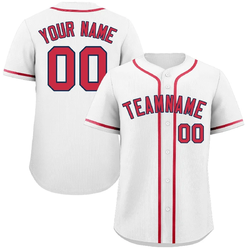 Baseball Jersey for School Spirit Wear-Custom White Red-Navy Classic Style Authentic Baseball Jersey