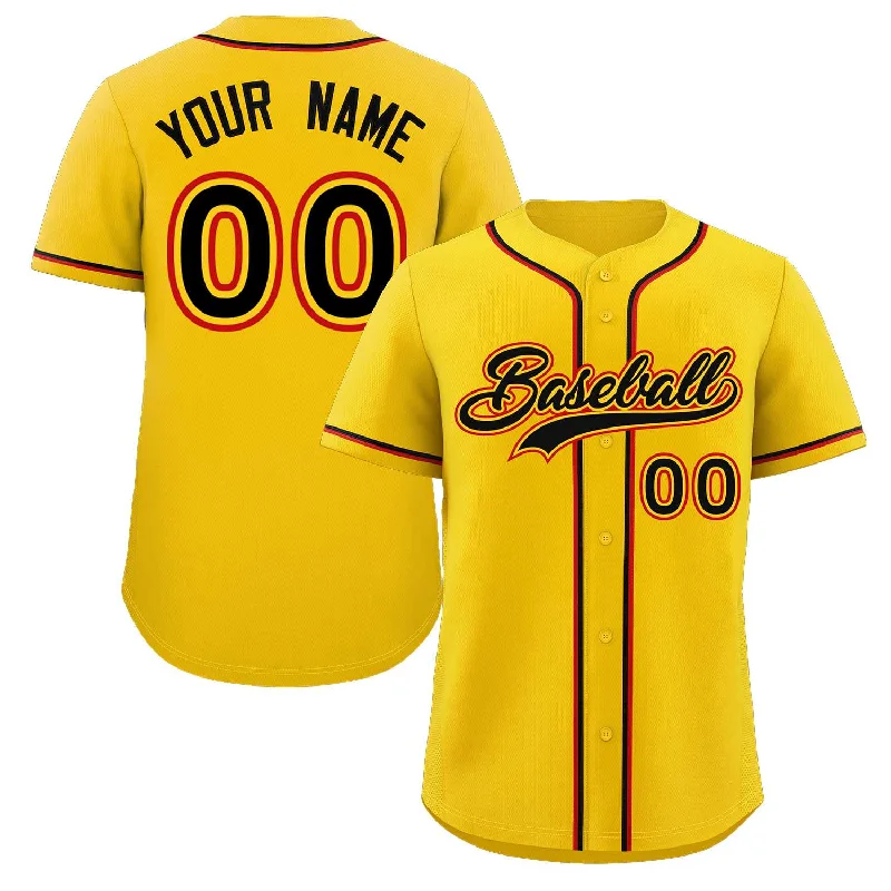 Baseball Jersey for Baseball Fan Club Apparel-Custom Yellow Black-Red Classic Style Authentic Baseball Jersey