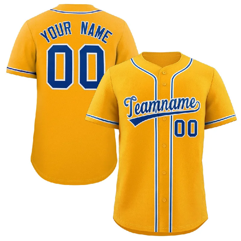 Baseball Jersey for Custom Team Wear for Leagues-Custom Yellow Royal-White Classic Style Authentic Baseball Jersey