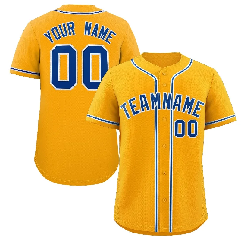 Baseball Jersey for Group Fan Merchandise-Custom Yellow Royal-White Classic Style Authentic Baseball Jersey