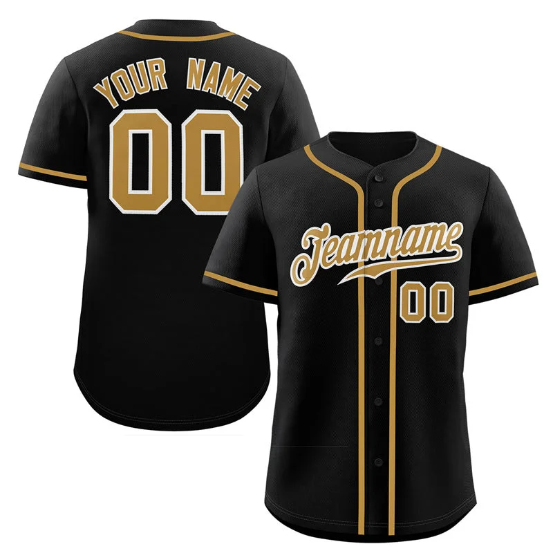 Baseball Jersey for Customized Jerseys for Baseball Leagues-Custom Black Old Gold-White Classic Style Authentic Baseball Jersey