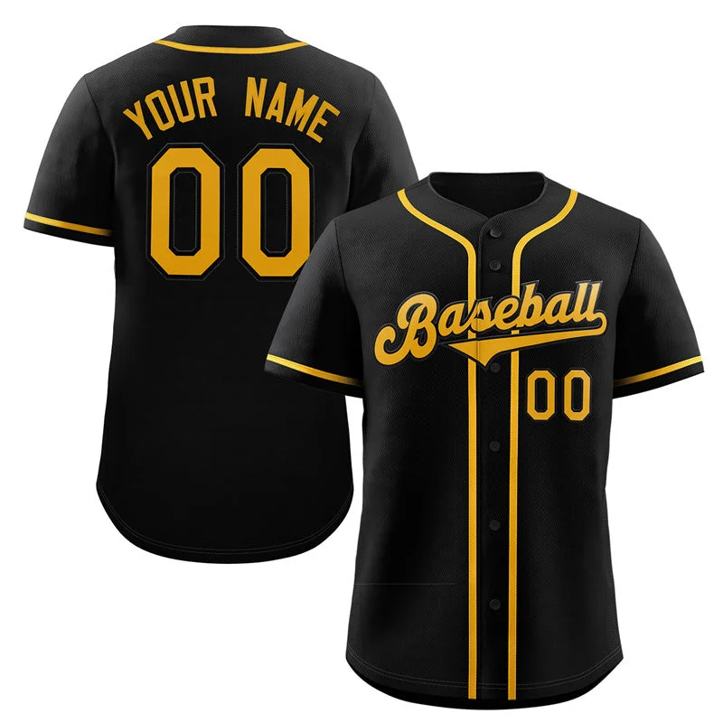 Baseball Jersey for Professional Baseball Team Gear-Custom Black Yellow Classic Style Authentic Baseball Jersey