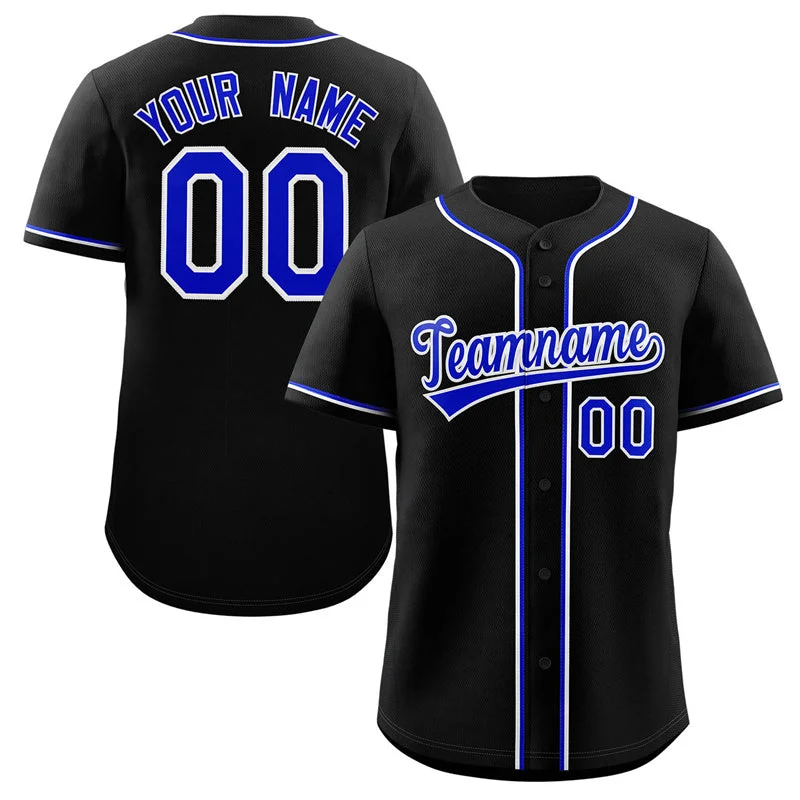 Baseball Jersey for Team Merchandise for Events-Custom Black Royal-White Classic Style Authentic Baseball Jersey