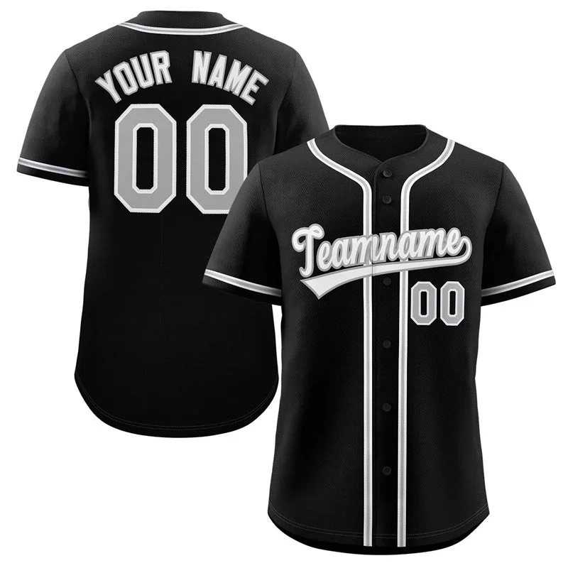 Baseball Jersey for Custom Jerseys for School Teams-Custom Black White-Gray Classic Style Authentic Baseball Jersey