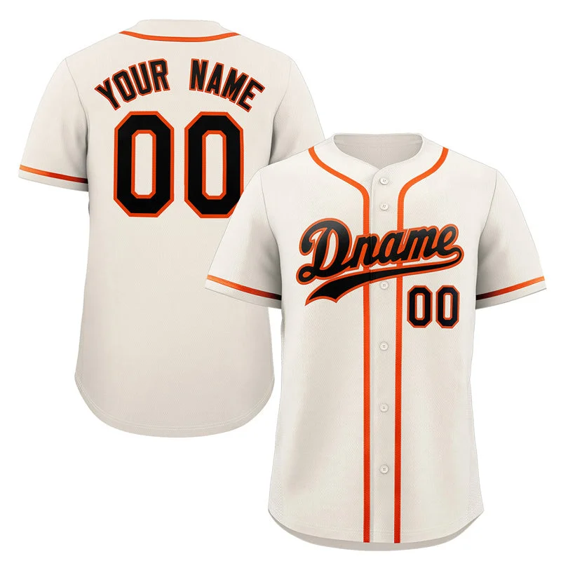 Baseball Jersey for School Spirit Jerseys for Fans-Custom Cream Black-Orange Classic Style Authentic Baseball Jersey