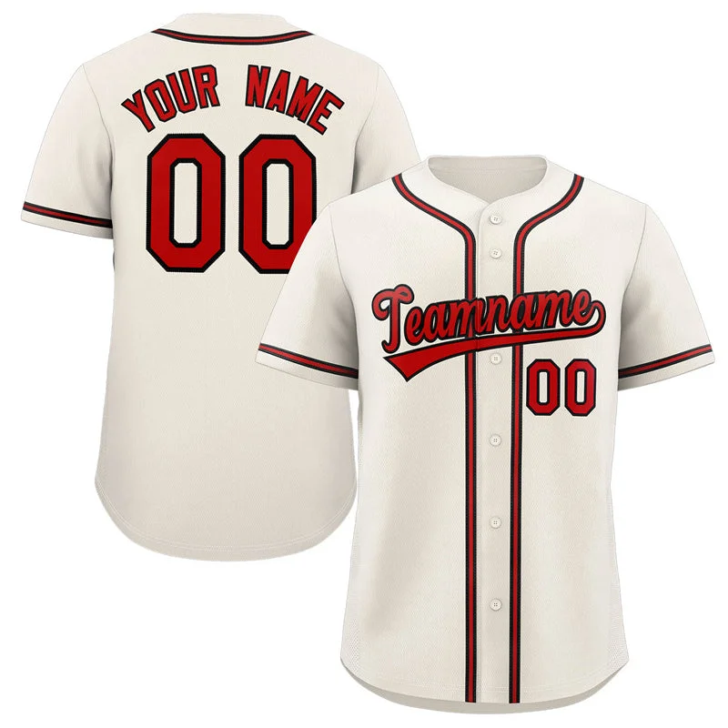 Baseball Jersey for Local Baseball League Jerseys-Custom Cream Red-Black Classic Style Authentic Baseball Jersey