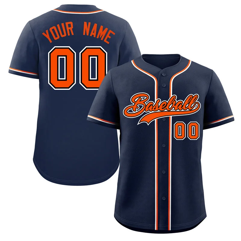 Baseball Jersey for Custom Baseball Jerseys for Tournaments-Custom Navy Orange-White Classic Style Authentic Baseball Jersey