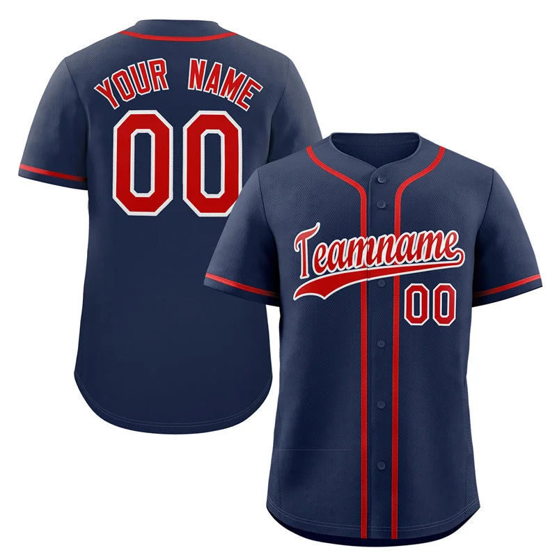 Custom Baseball Jersey for Teams-Custom Navy Red-White Classic Style Authentic Baseball Jersey