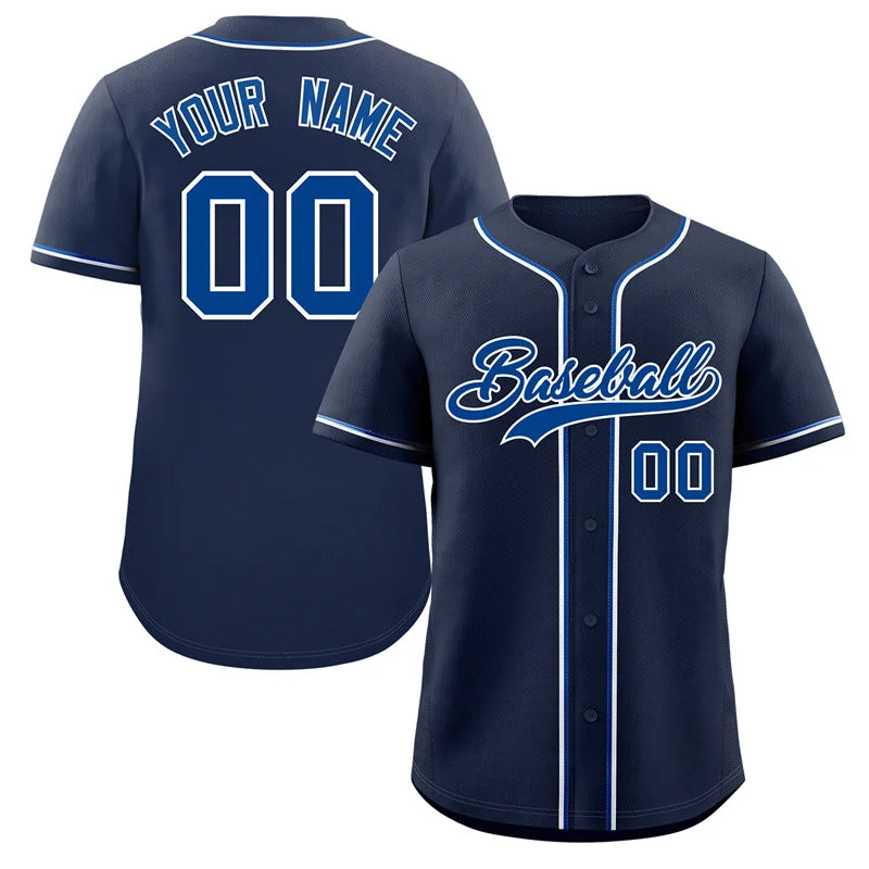 Baseball Jersey for Fun Sports Events-Custom Navy Royal-White Classic Style Authentic Baseball Jersey