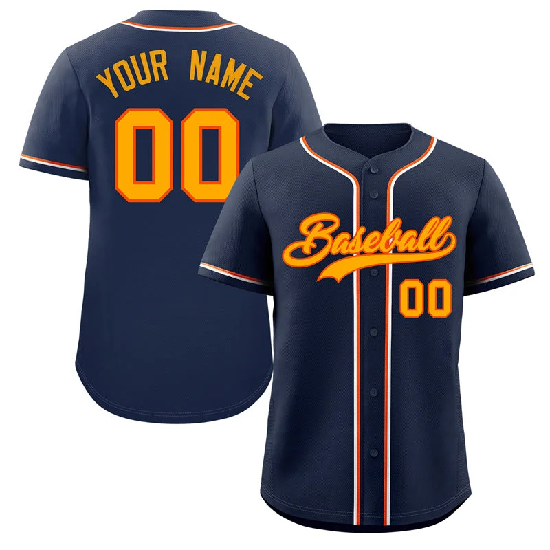 Baseball Jersey for Personalized Apparel for Baseball Games-Custom Navy Yellow-Orange Classic Style Authentic Baseball Jersey