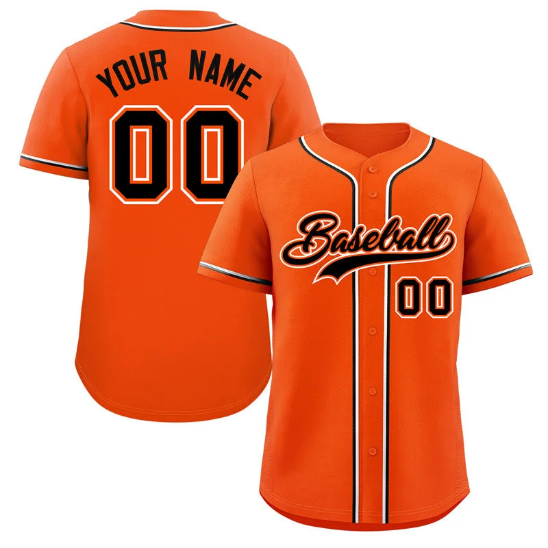 Custom Baseball Jersey for Teams-Custom Orange Black-White Classic Style Authentic Baseball Jersey