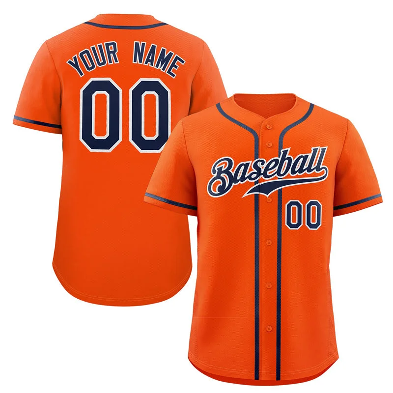 Baseball Jersey for Local Baseball Teams-Custom Orange Navy-White Classic Style Authentic Baseball Jersey