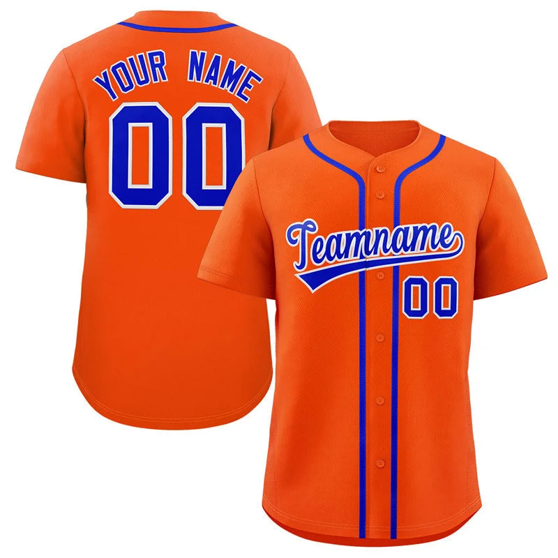 Baseball Jersey for Custom Fan Jerseys for Groups-Custom Orange Royal-White Classic Style Authentic Baseball Jersey