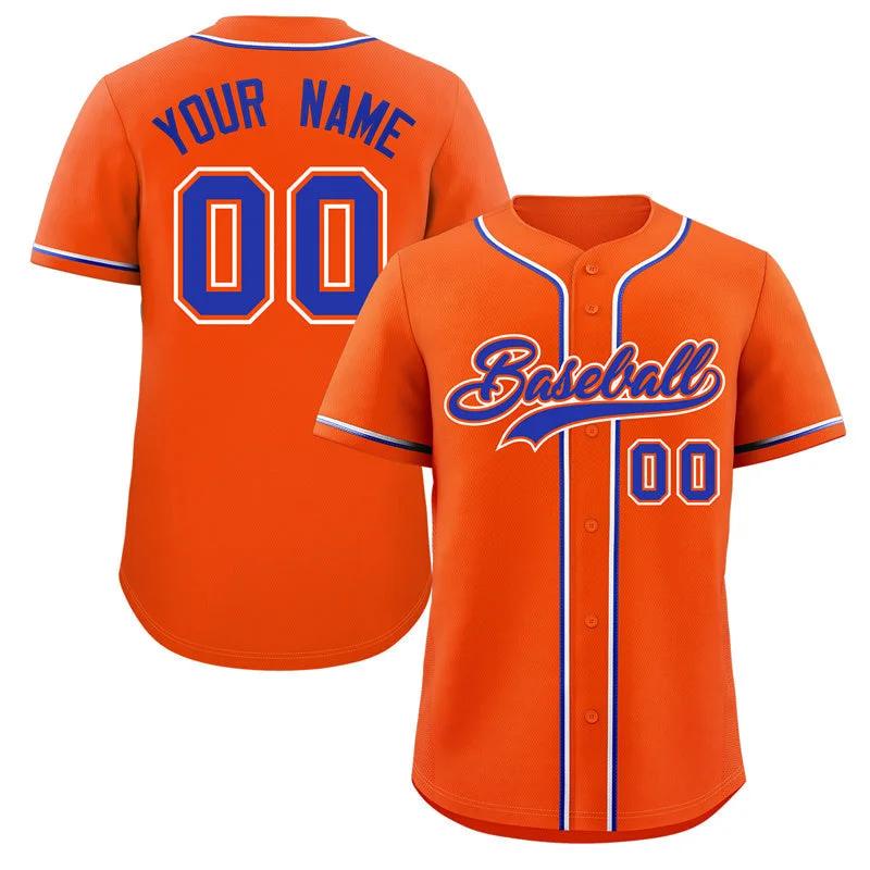 Baseball Jersey for Special Event Apparel-Custom Orange Royal-White Classic Style Authentic Baseball Jersey