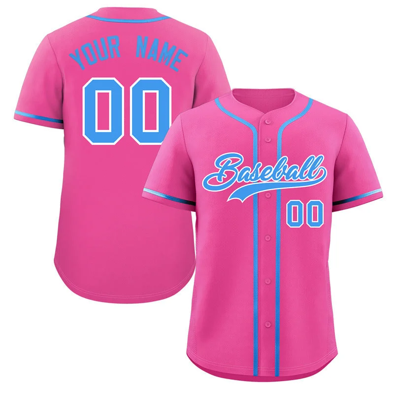 Baseball Jersey for Player Recognition-Custom Pink Powder Blue-White Classic Style Authentic Baseball Jersey