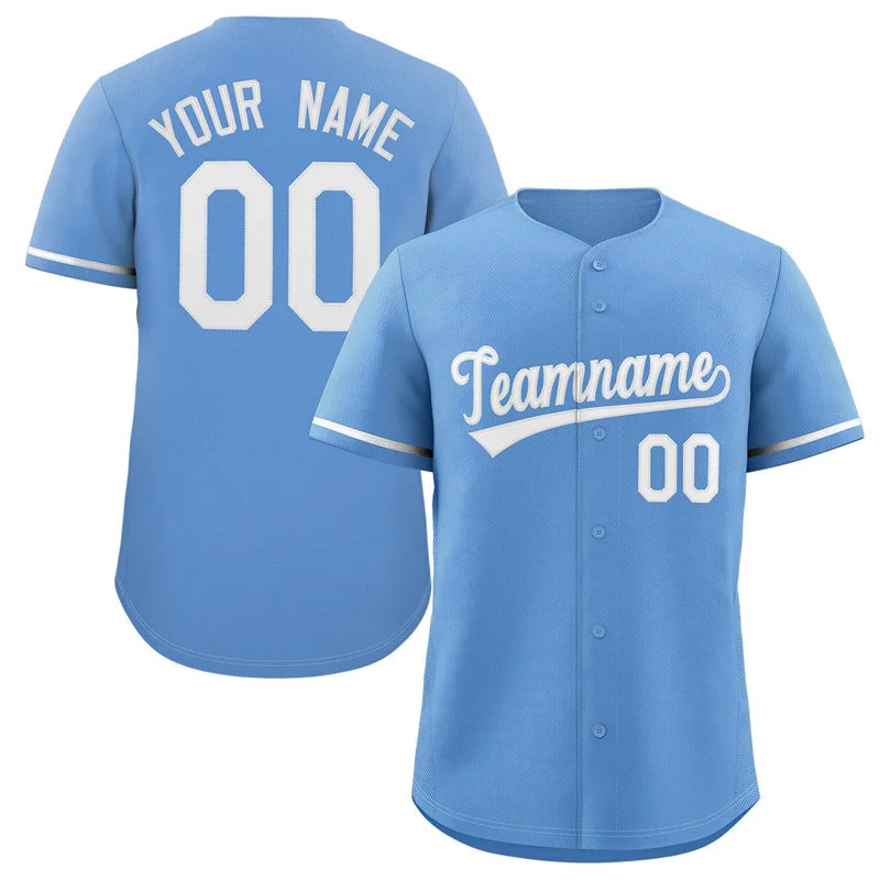 Baseball Jersey for College Baseball Teams-Custom Powder Blue White-Gray Classic Style Authentic Baseball Jersey