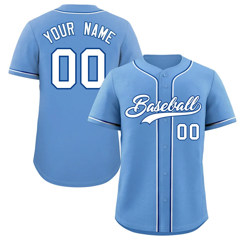 Baseball Jersey for Custom Name Jerseys-Custom Powder Blue White-Royal Classic Style Authentic Baseball Jersey