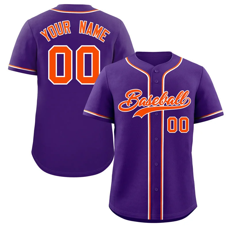 Baseball Jersey for Customized Jerseys for Baseball Leagues-Custom Purple Orange-White Classic Style Authentic Baseball Jersey