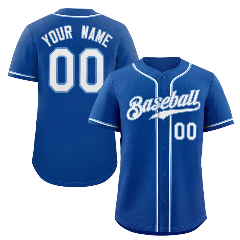 Baseball Jersey for Custom Apparel for Fans-Custom Royal White-Light Blue Classic Style Authentic Baseball Jersey