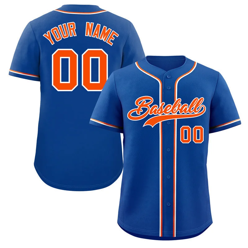 Baseball Jersey for Exclusive Baseball Gear for Fans-Custom Royal Orange-White Classic Style Authentic Baseball Jersey