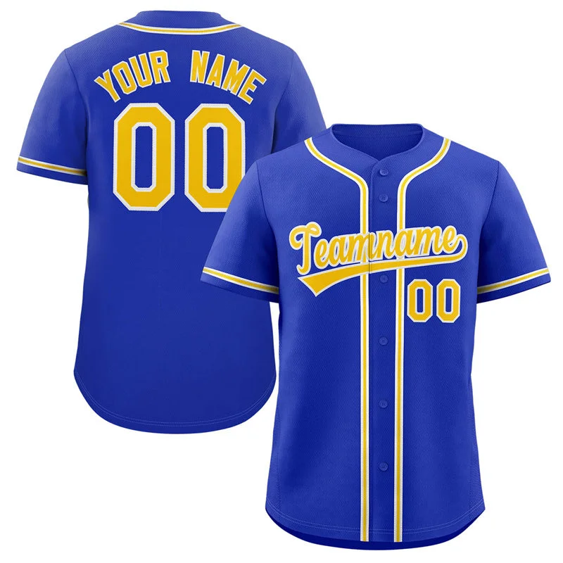 Baseball Jersey for High School Baseball Gear-Custom Royal Gold-White Classic Style Authentic Baseball Jersey