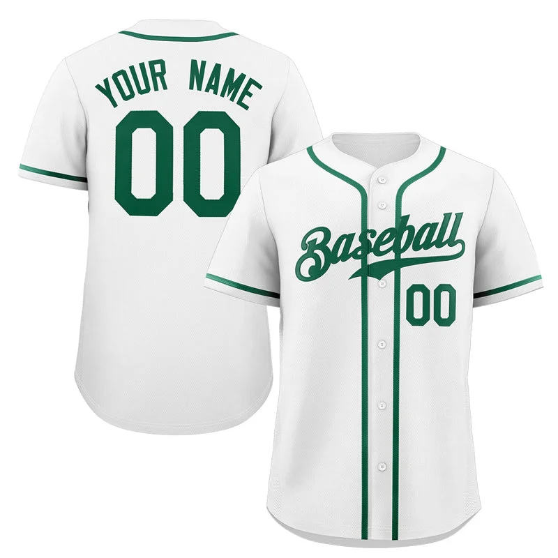 Baseball Jersey for Fun Baseball Group Apparel-Custom White Green Classic Style Authentic Baseball Jersey