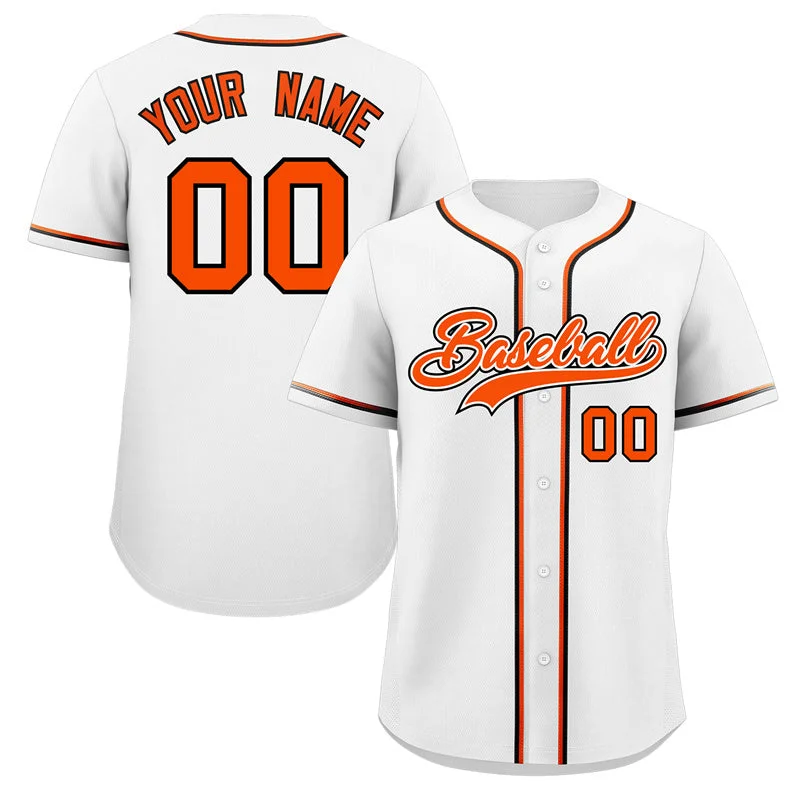 Baseball Jersey for Sports Fundraisers-Custom White Orange-Black Classic Style Authentic Baseball Jersey