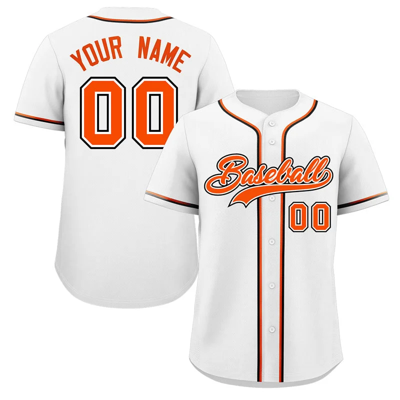 Baseball Jersey for Baseball Fan Apparel-Custom White Orange-Black Classic Style Authentic Baseball Jersey