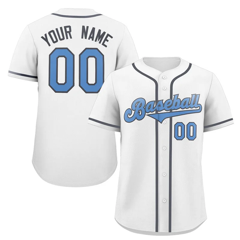 Baseball Jersey for Group Sports Jerseys-Custom White Powder Blue-Navy Classic Style Authentic Baseball Jersey