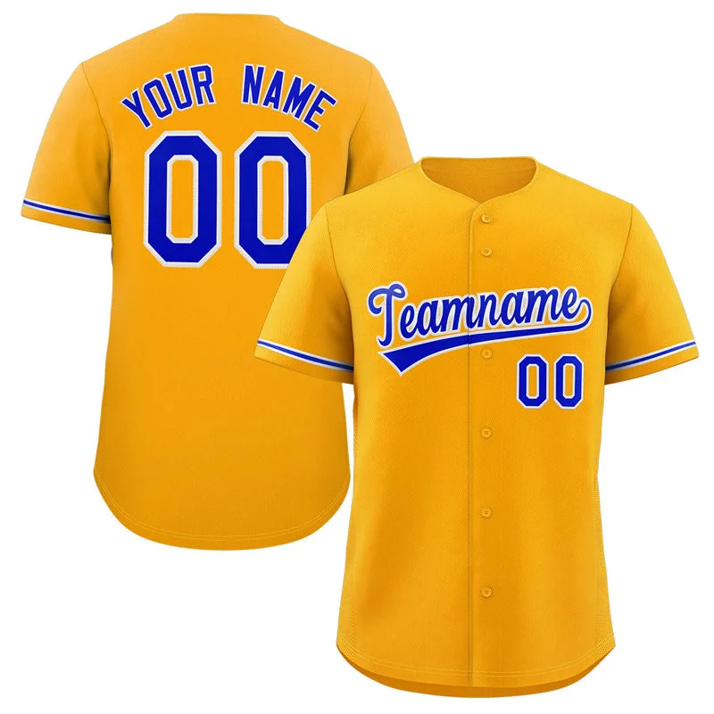 Baseball Jersey for Fun Baseball Tournaments-Custom Yellow Royal-White Classic Style Authentic Baseball Jersey