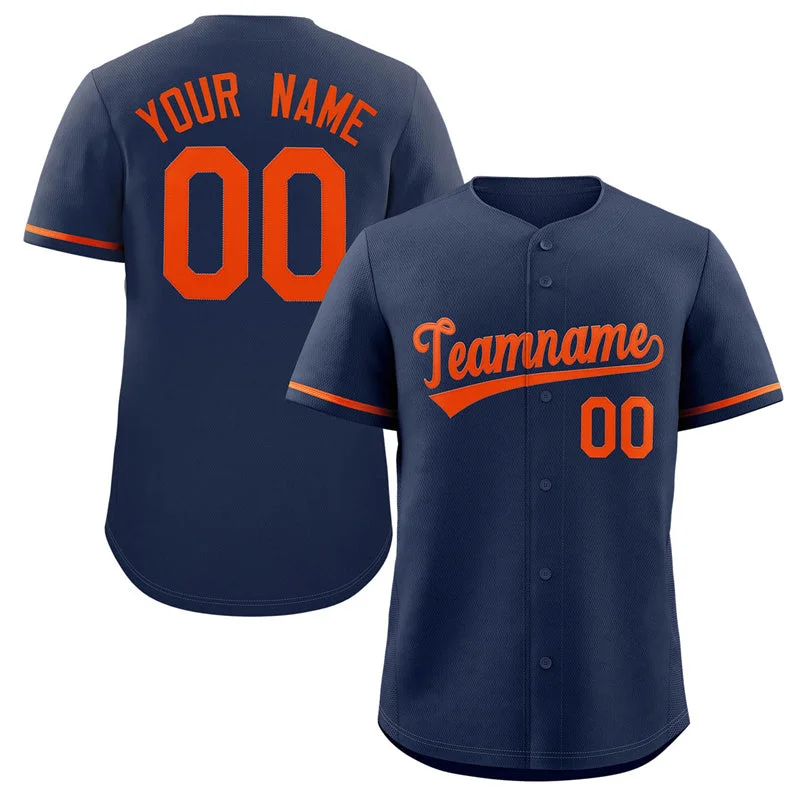 Baseball Jersey for Sports Fundraisers-Custom Navy Orange Solider Classic Style Authentic Baseball Jersey