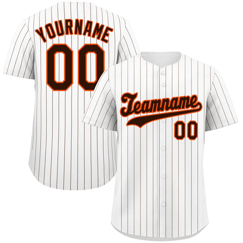 Baseball Jersey for Local Baseball Leagues-Custom White Brown-Orange Hook Stripe Fashion Authentic Baseball Jersey