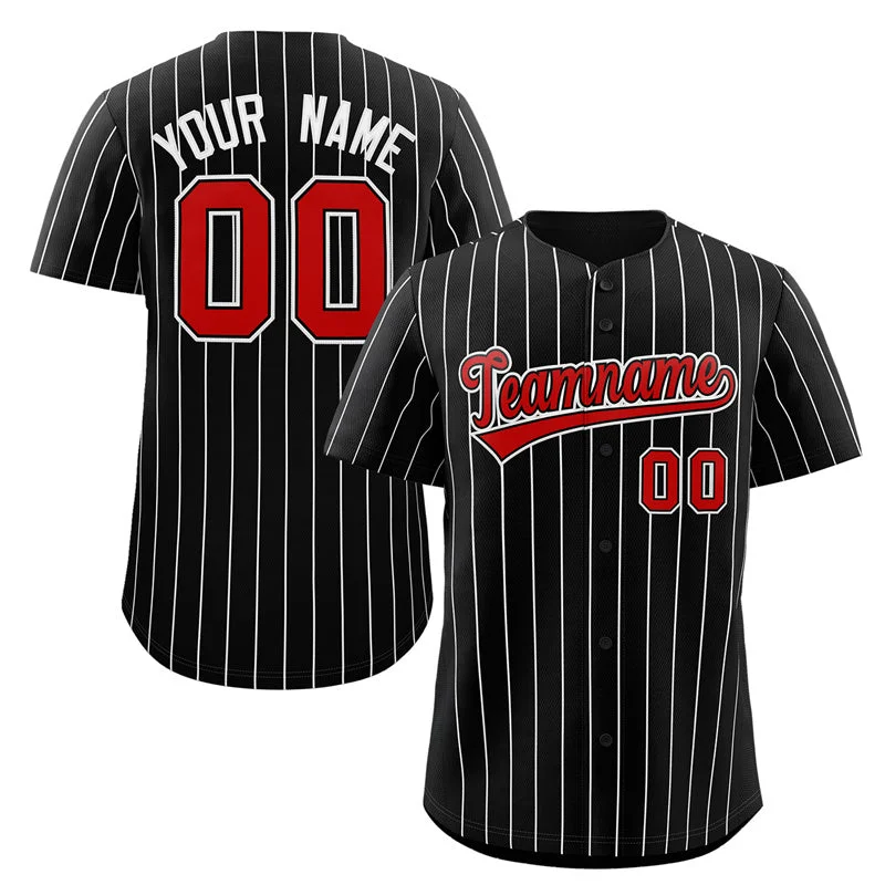 Baseball Jersey for Customized Team Logos-Custom Black Red-White Stripe Fashion Authentic Baseball Jersey