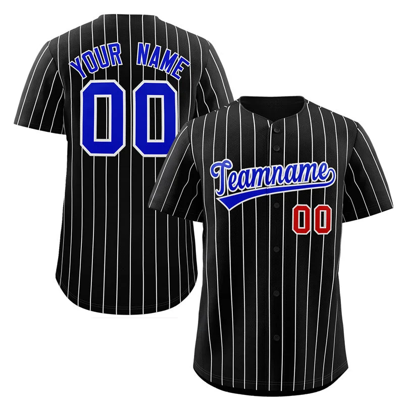 Baseball Jersey for Exclusive Baseball Team Apparel-Custom Black Royal-White Stripe Fashion Authentic Baseball Jersey