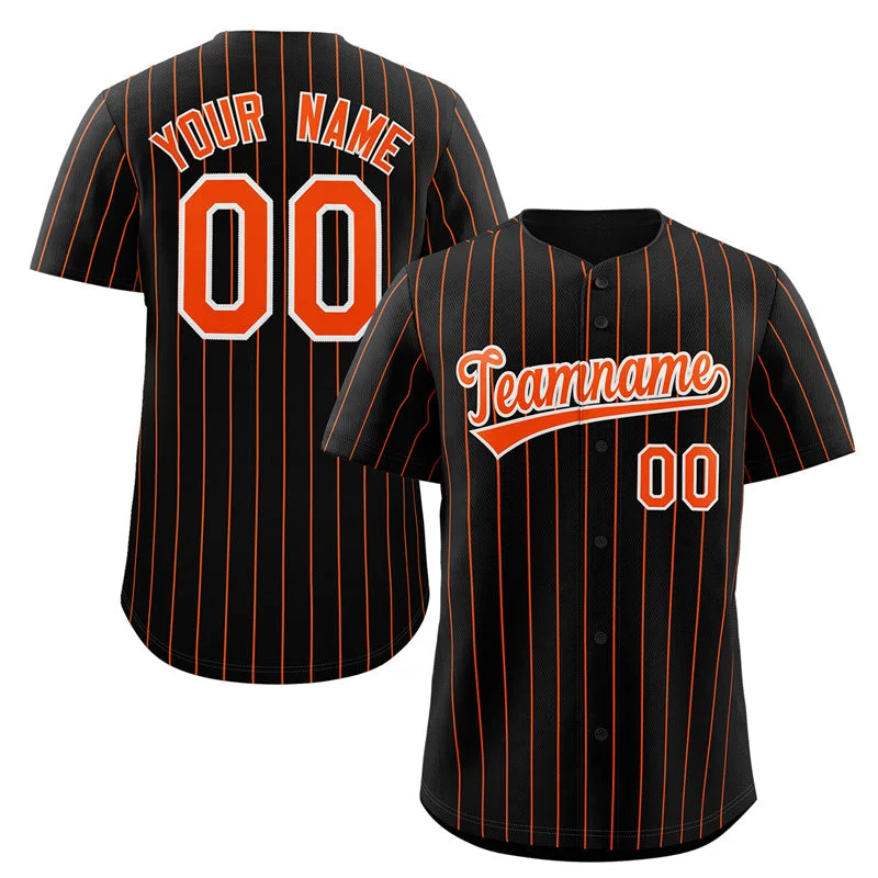 Baseball Jersey for Personalized School Jerseys-Custom Black Orange-White Stripe Fashion Authentic Baseball Jersey