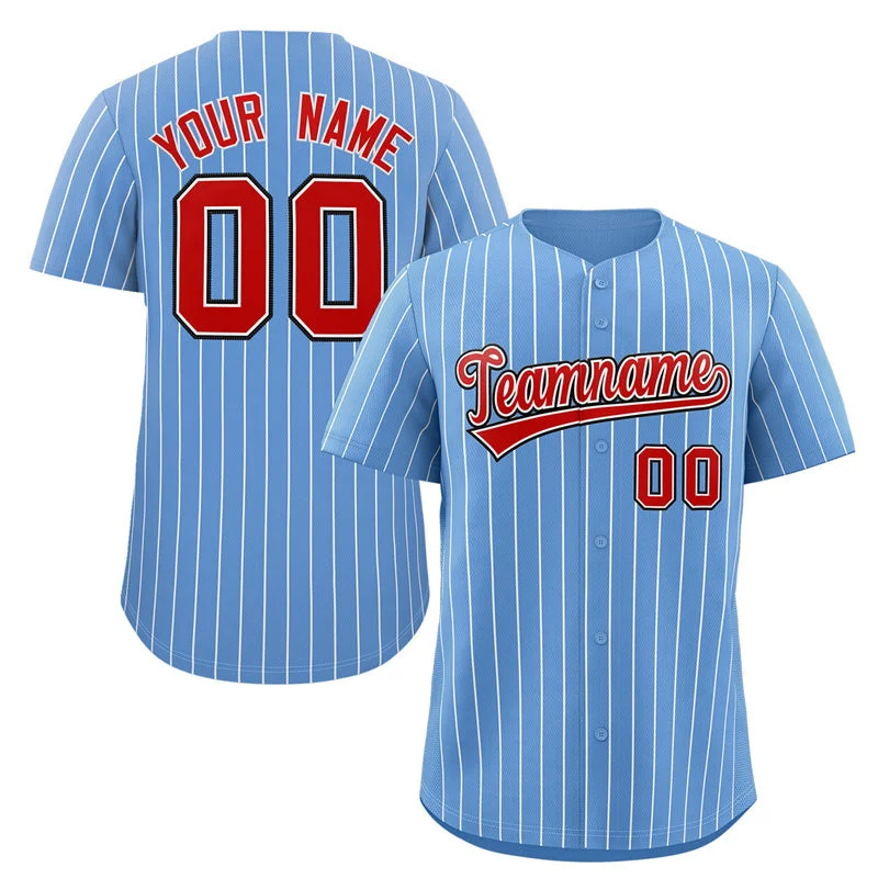 Baseball Jersey for Personalized Apparel for Baseball Fans-Custom Light Blue Red-Royal Stripe Fashion Authentic Baseball Jersey