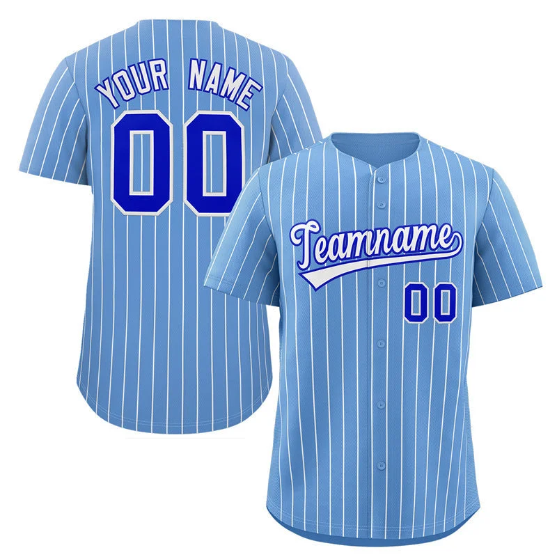 Baseball Jersey for Men’s Baseball-Custom Light Blue White-Royal Stripe Fashion Authentic Baseball Jersey