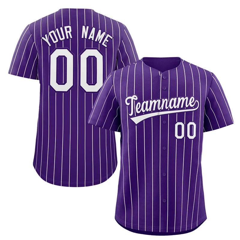 Baseball Jersey for Retro-Inspired Team Gear-Custom Purple White Stripe Fashion Authentic Baseball Jersey