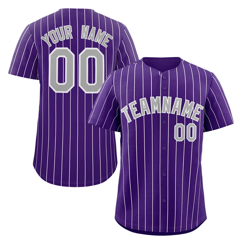 Baseball Jersey for School Baseball Team Jerseys-Custom Purple Gray-White Stripe Fashion Authentic Baseball Jersey