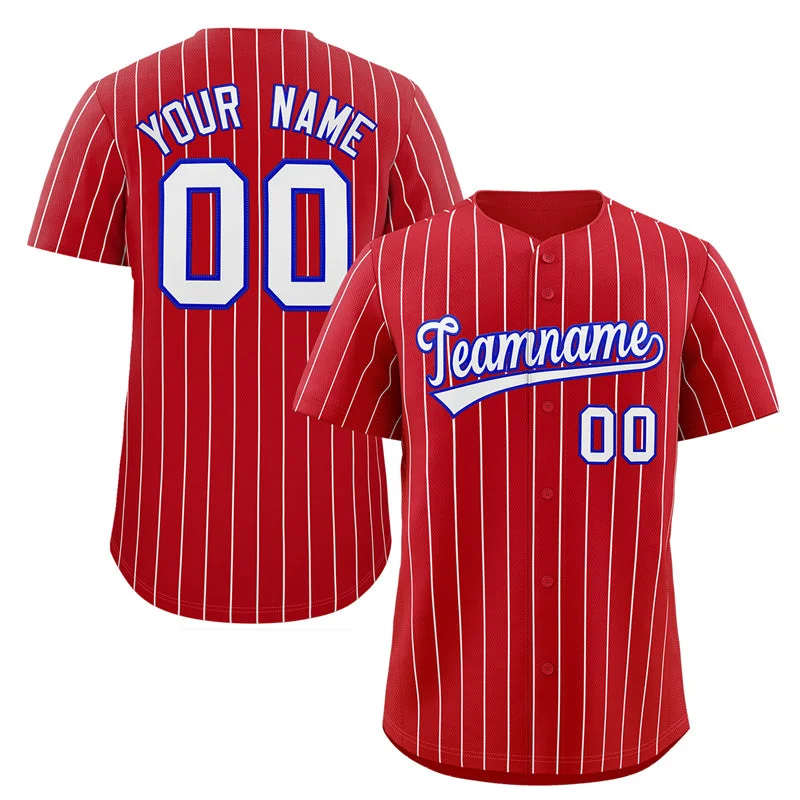 Baseball Jersey for Baseball Fan Apparel for Events-Custom Red White-Royal Stripe Fashion Authentic Baseball Jersey