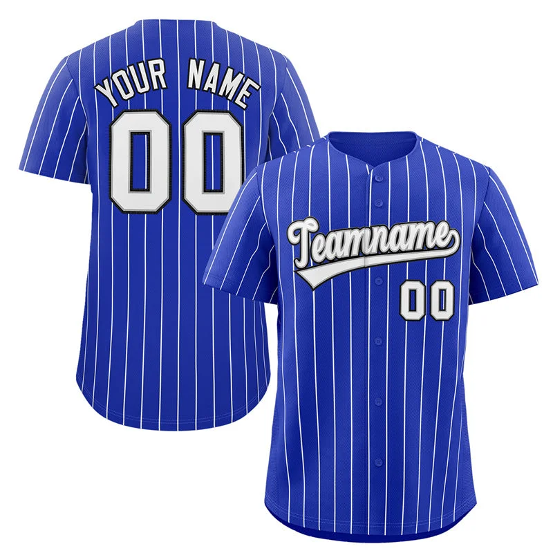 Baseball Jersey for Team Practice Gear-Custom Royal White-Black Stripe Fashion Authentic Baseball Jersey