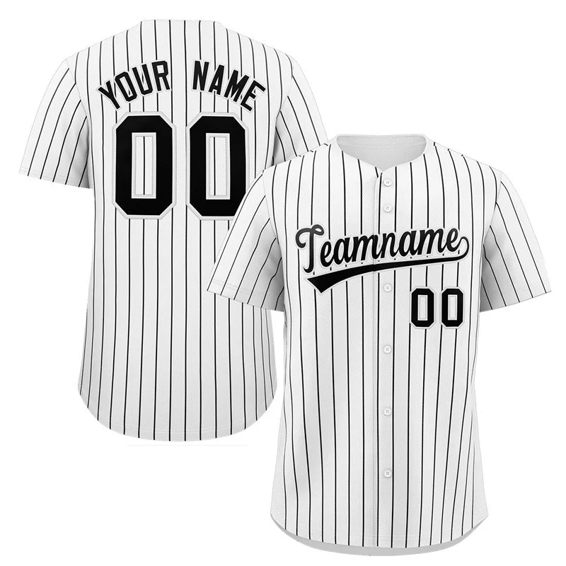 Baseball Jersey for Personalized Apparel for Baseball Fans-Custom White Black Stripe Fashion Authentic Baseball Jersey