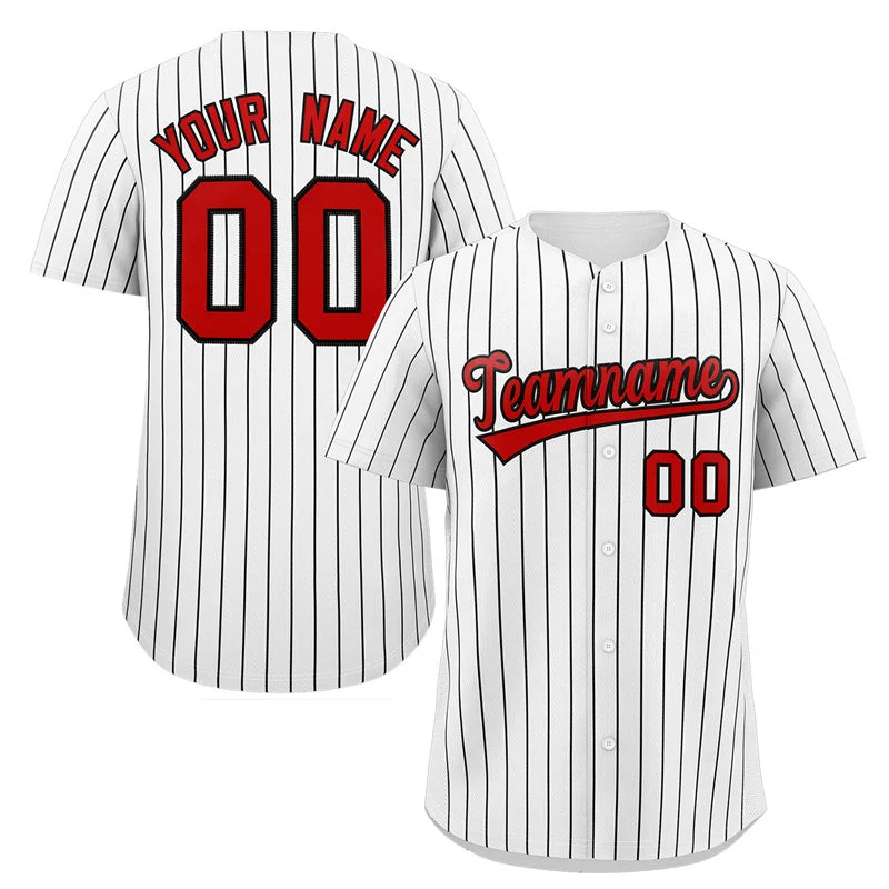 Baseball Jersey for Personalized Jerseys for Kids-Custom White Red-Black Stripe Fashion Authentic Baseball Jersey