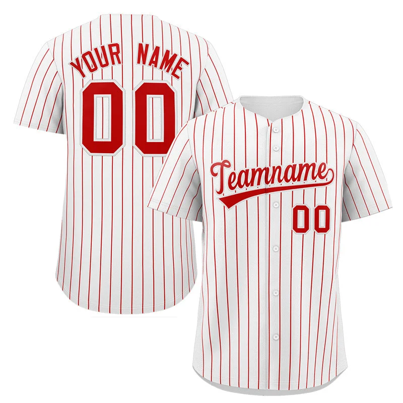 Baseball Jersey for Exclusive Fan Gear-Custom White Red Stripe Fashion Authentic Baseball Jersey