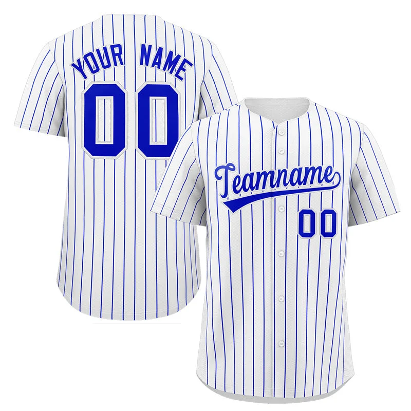 Baseball Jersey for Baseball Fan Apparel for Events-Custom White Royal Stripe Fashion Authentic Baseball Jersey